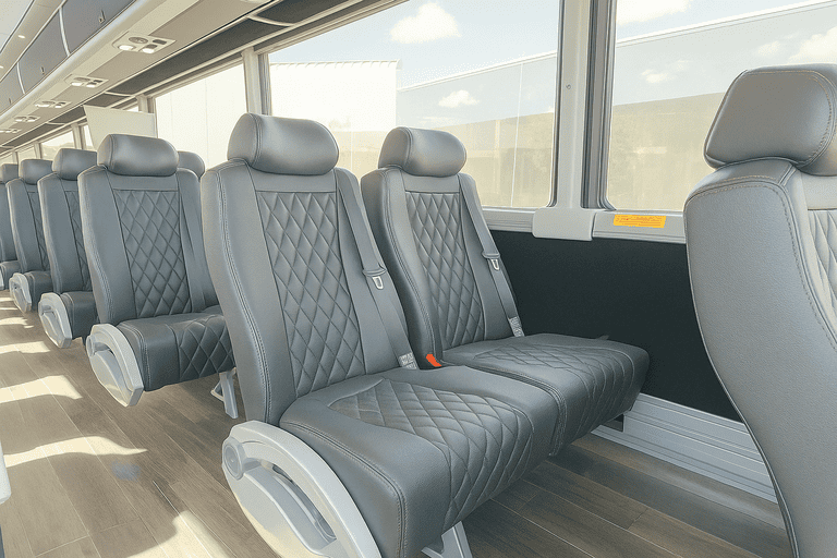 interior of Lawton Shuttle Bus Rentals charter bus